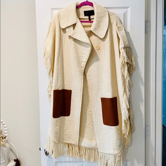 BCBG MaxAzria Beige Cape with Fringe - Picture 2 of 4